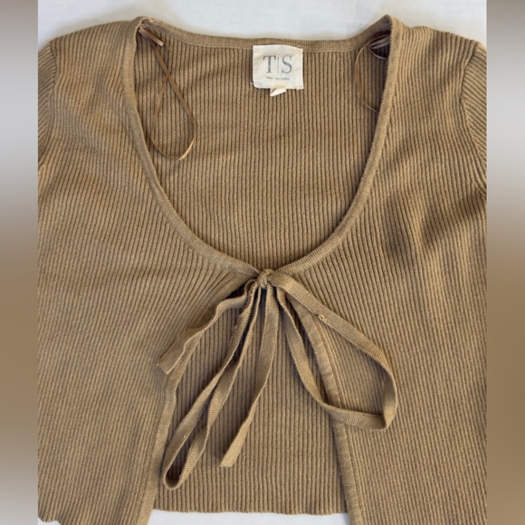 Twine And String Front Tie Nude Crop Blouse - Picture 5 of 5